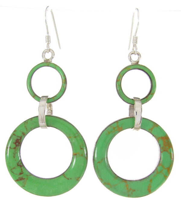 Southwest Sterling Silver Gaspeite Hook Earrings ZW61593
